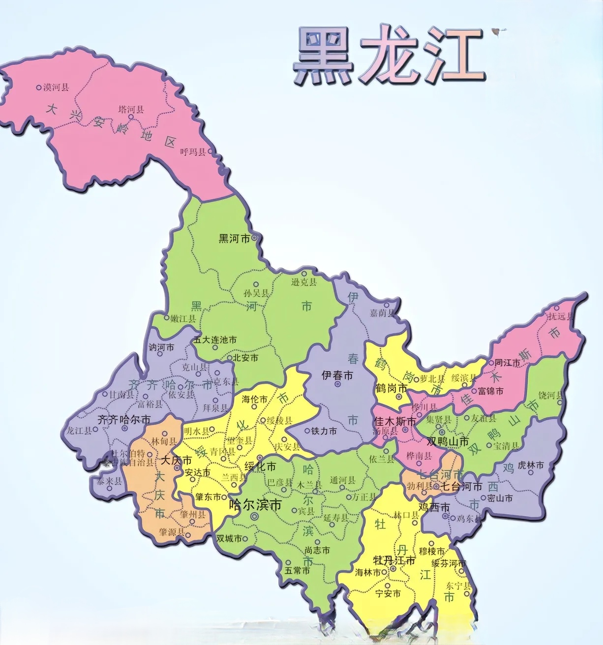黑河地区 行政区划图片