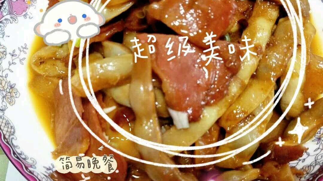 传统腊肉炖豆角,我和老妈又吃光盘了,味道美极了