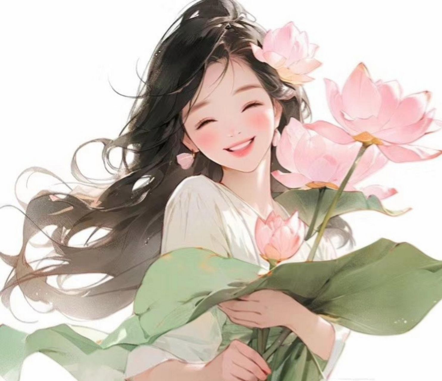 青春甜美荷花女孩头像 ,夏雨滴滴,勾起我对你的情思,你像春风般,给我