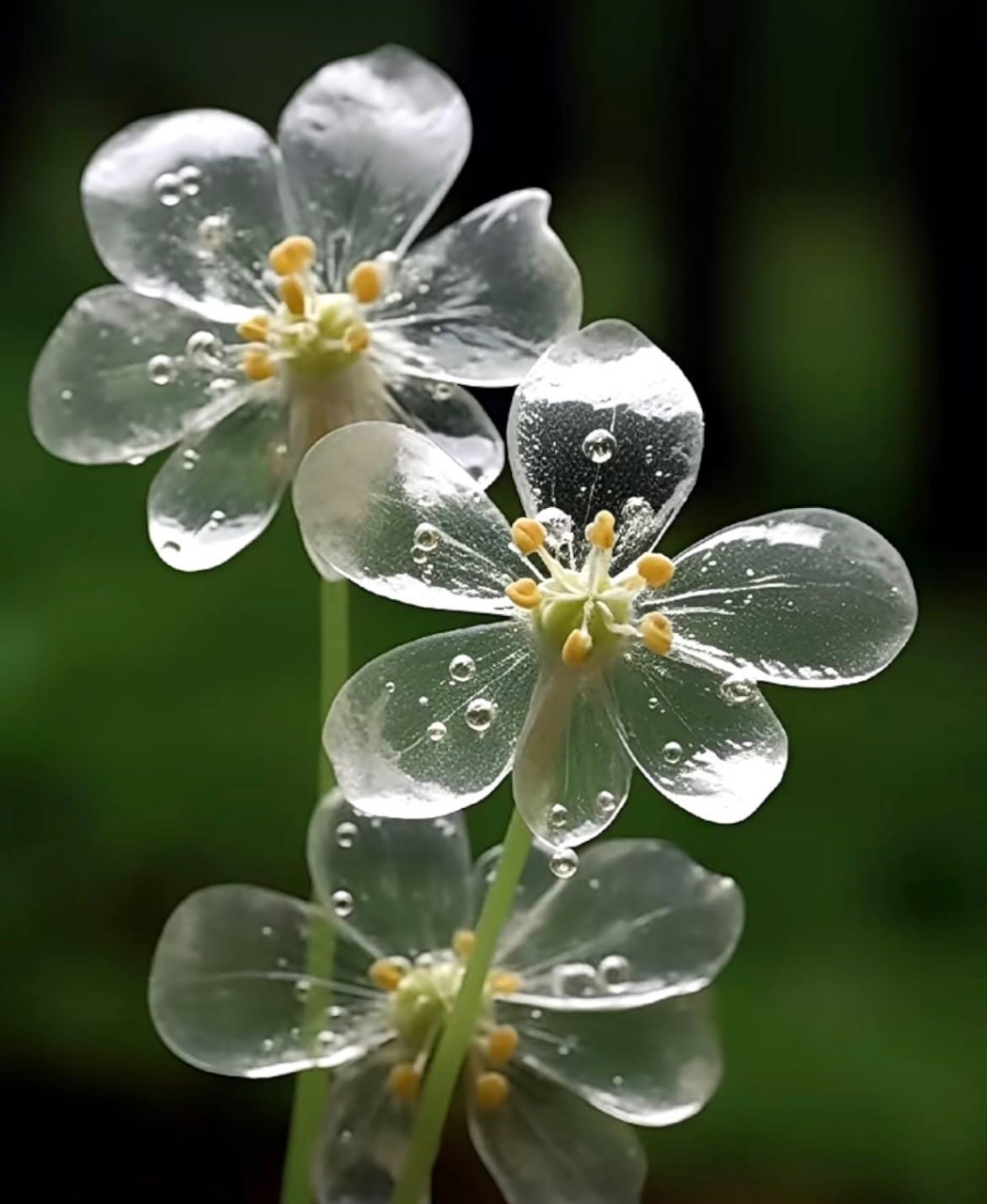 好美的山荷叶花,淋雨后变成透明,雨过天晴后变回白色,它的花语是"纯净