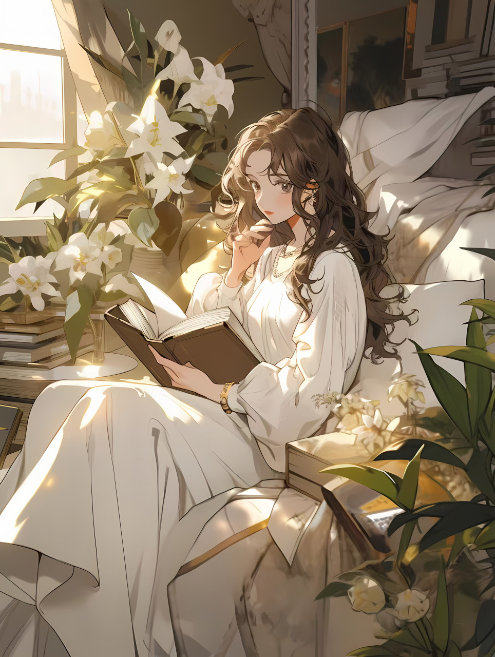 看书的少女#二次元# #ai绘画# #ai共创计划