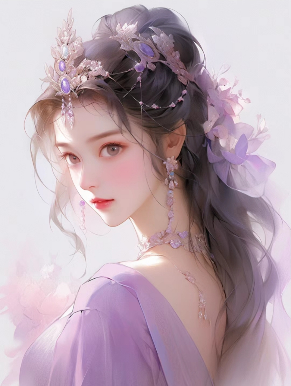 梦幻紫衣少女,一袭紫衣诗韵浓,亭亭玉立秀芳丛.