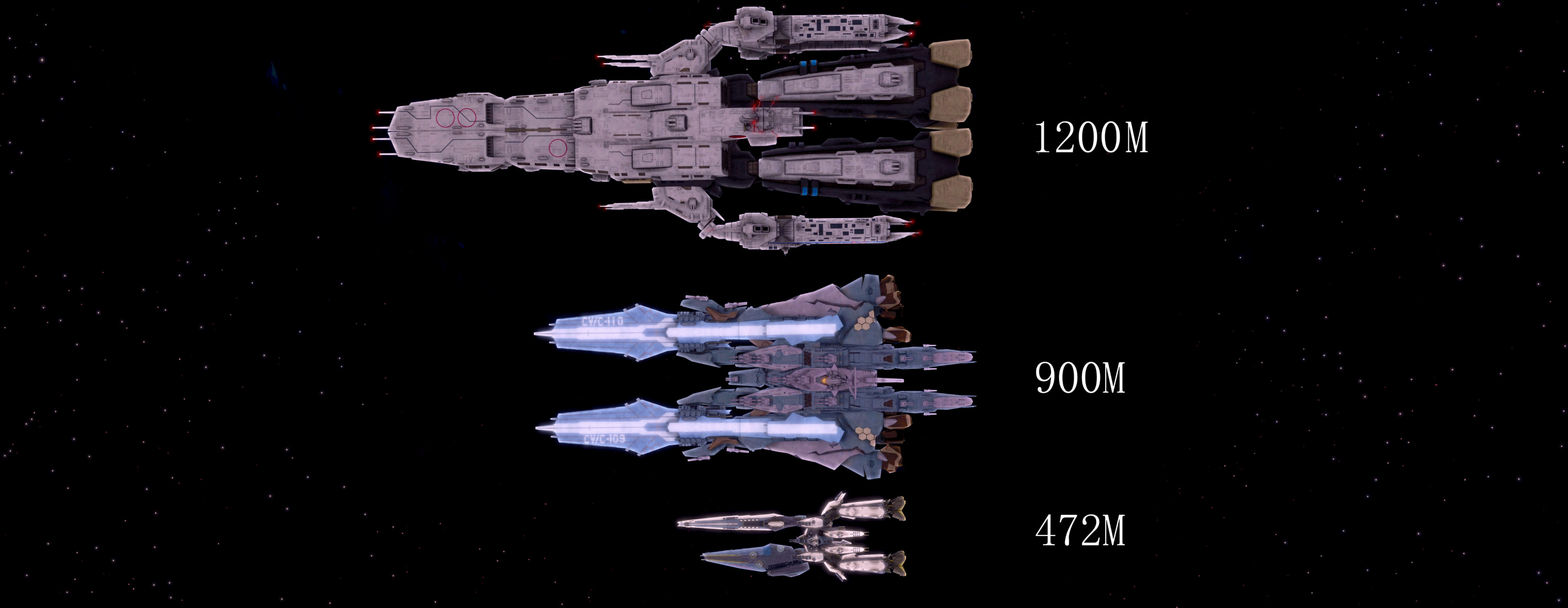 动画《超时空要塞macross》统合军主要战舰尺寸对比:图一分别是护卫舰
