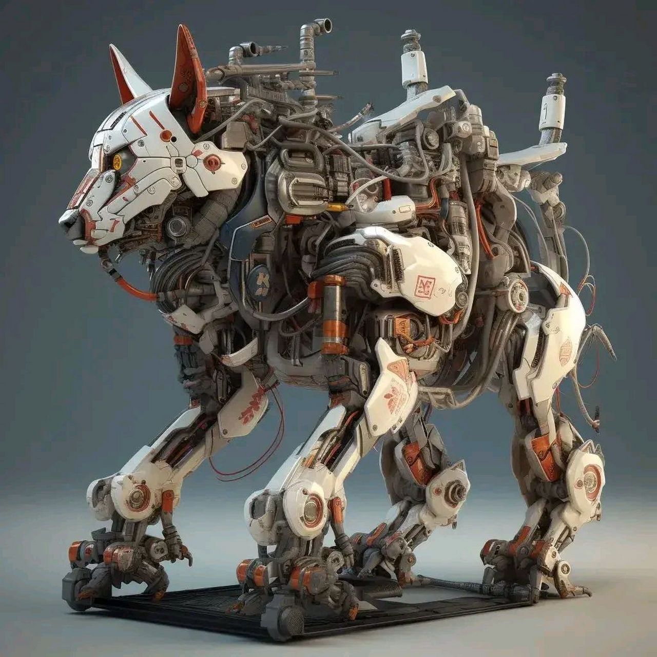 ai创作:一组细节丰富的机器狗作品.#动漫# #模型# #科幻