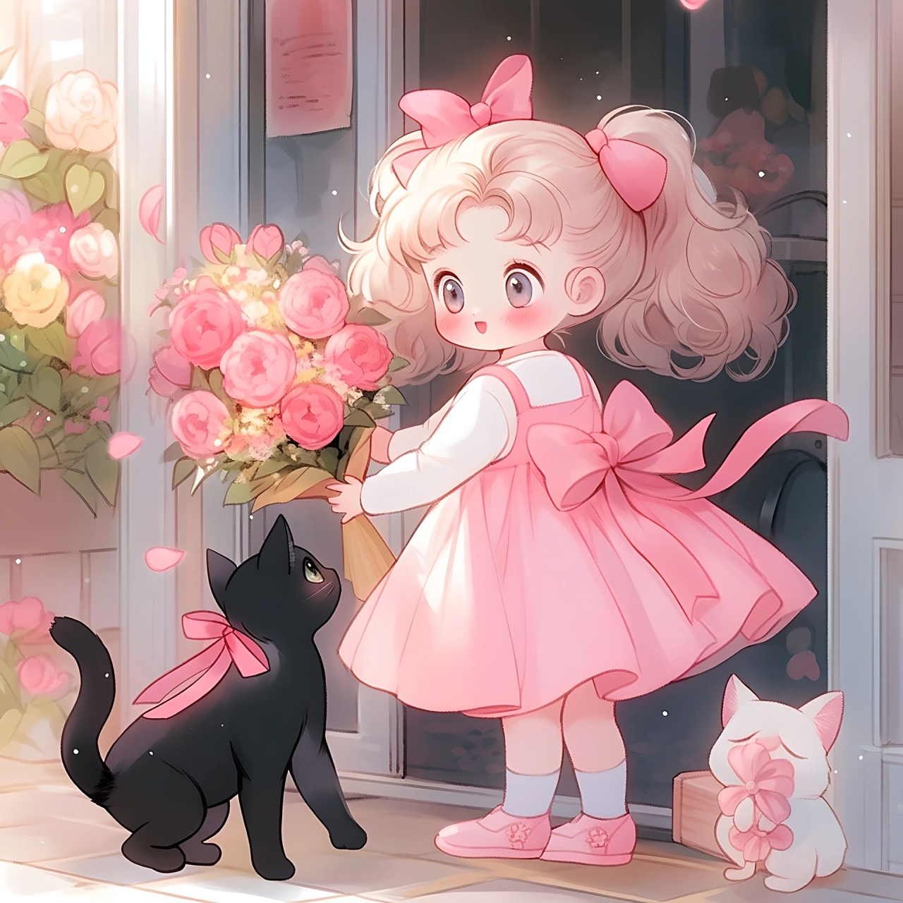 捧花的可爱小女孩[心]#ai共创计划# #头像# #治愈