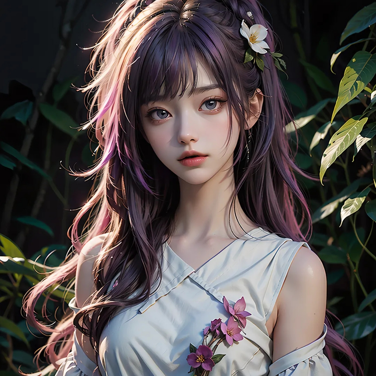 ai绘画:梦幻森林与美丽少女