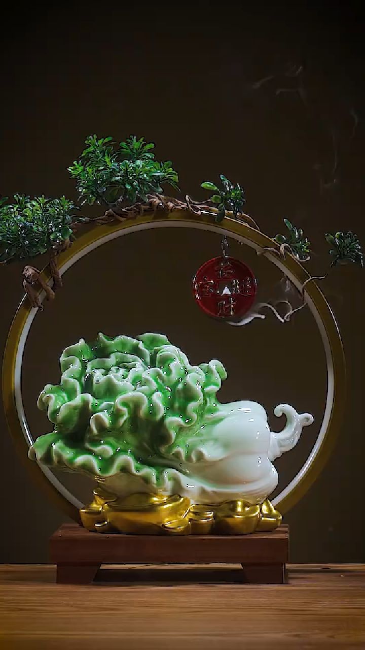 百财来福仿真玉白菜桌面装饰摆件