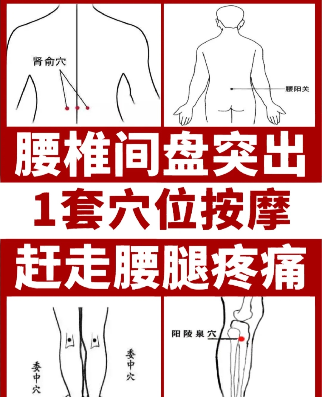 腰椎间盘突出,1套穴位按摩,赶走腰腿痛!