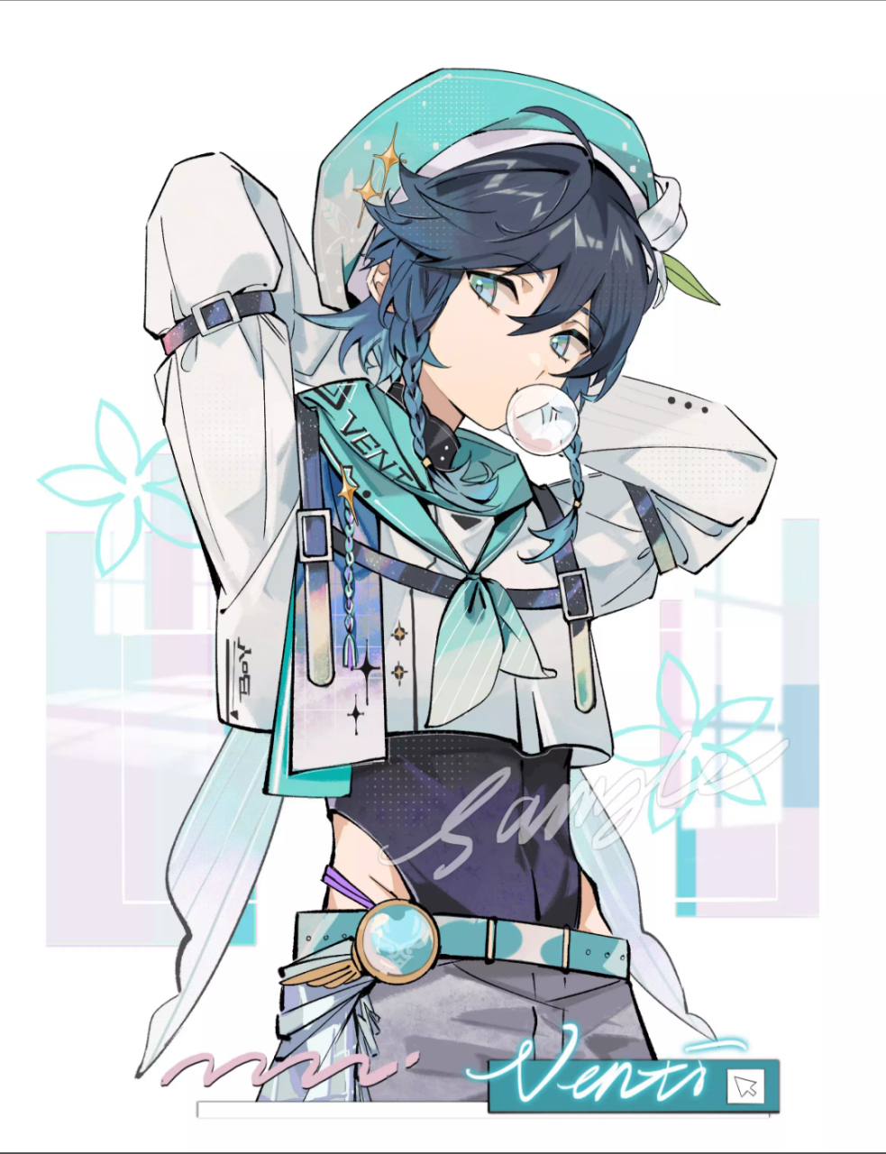 温迪吹泡泡,超了万叶看我,超了魈宝扯项圈,超了 散宝嘴角上扬了两个