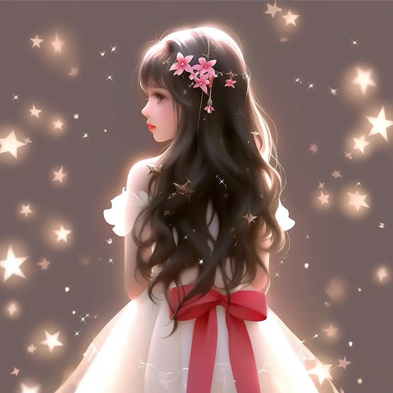 女生头像,侧颜回眸一笑