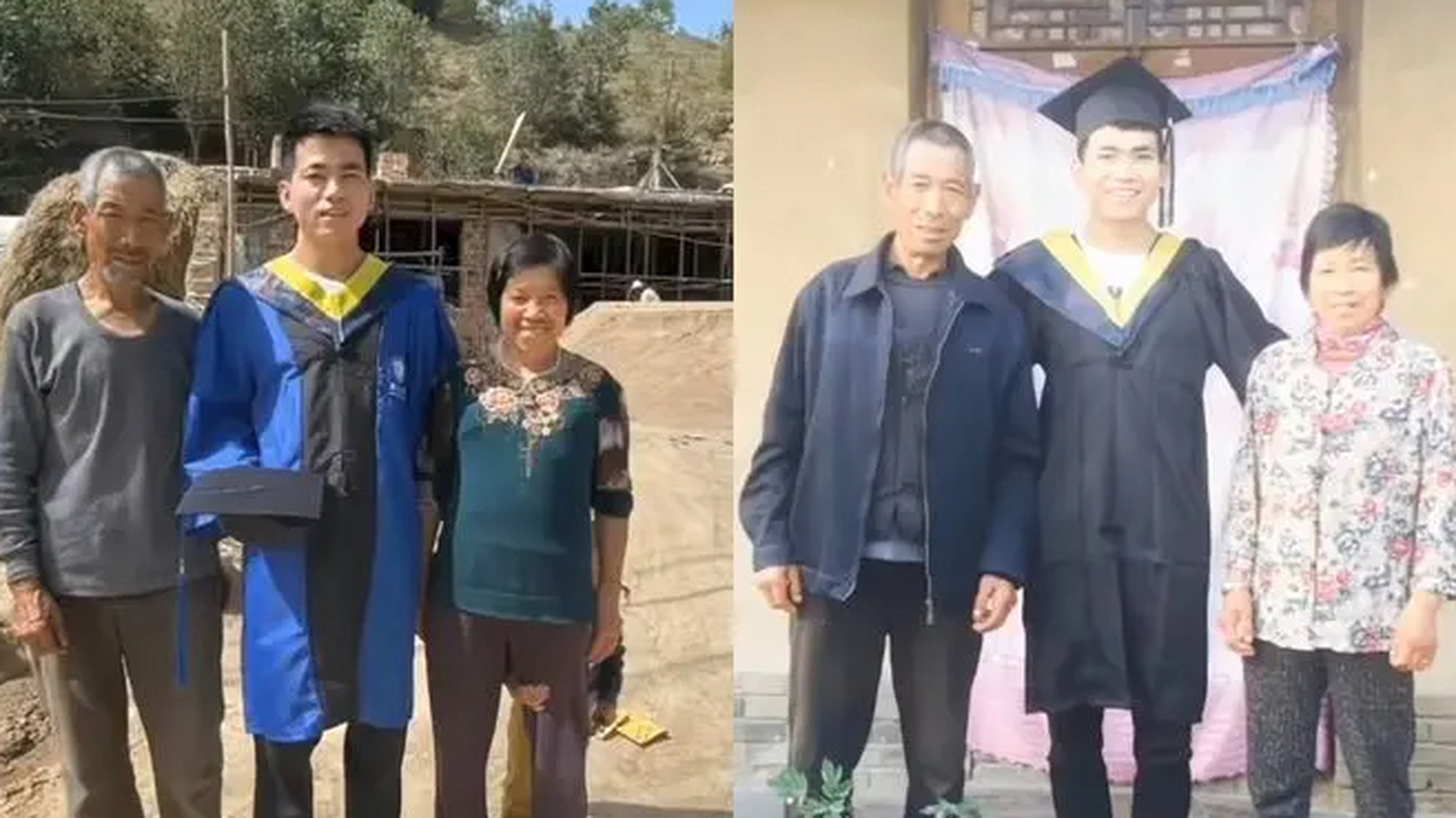 农村男孩考取博士,土墙前与父母合影 这两天,甘肃通渭农村男生张小亮