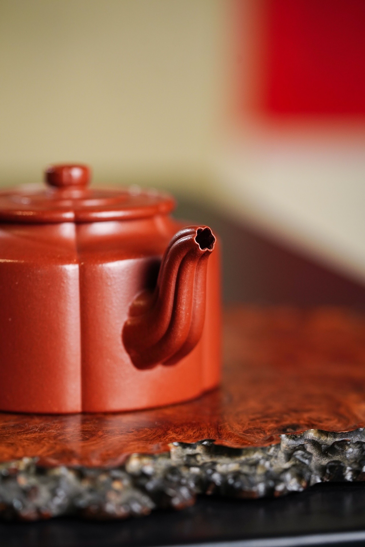 宜兴紫砂壶周玉奇全手工梅花周盘黄龙山朱泥160cc