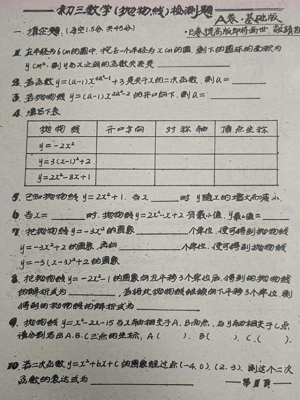 80年代的油墨试卷,估计现在已经绝迹考场了吧.