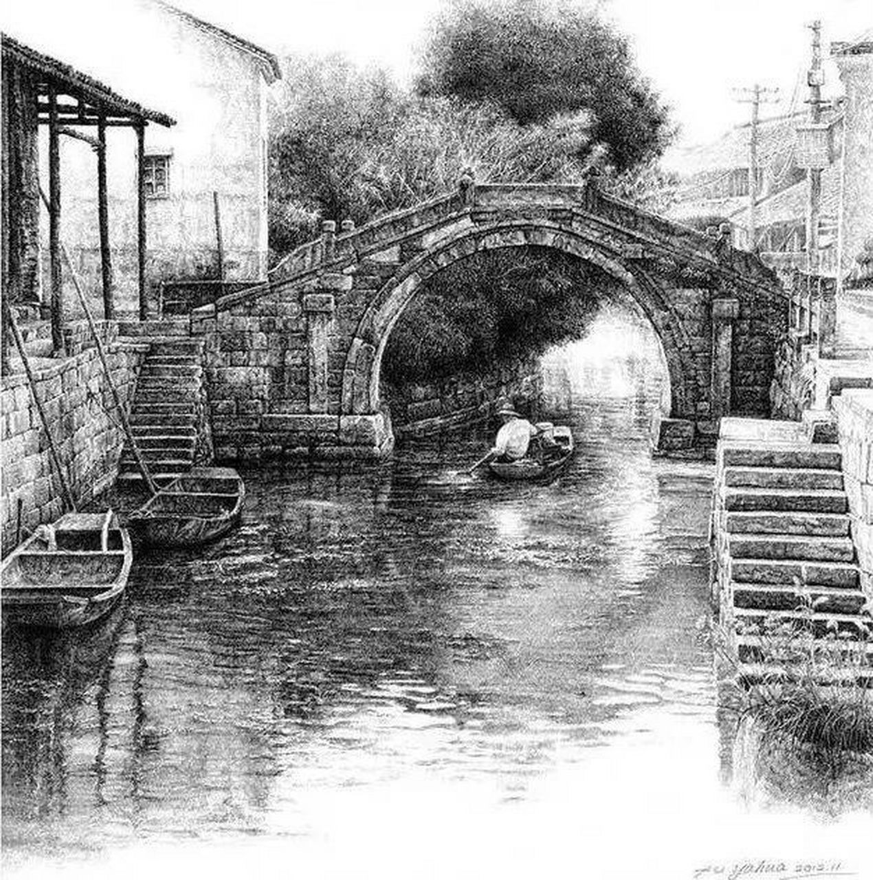 王骏钢笔画欣赏