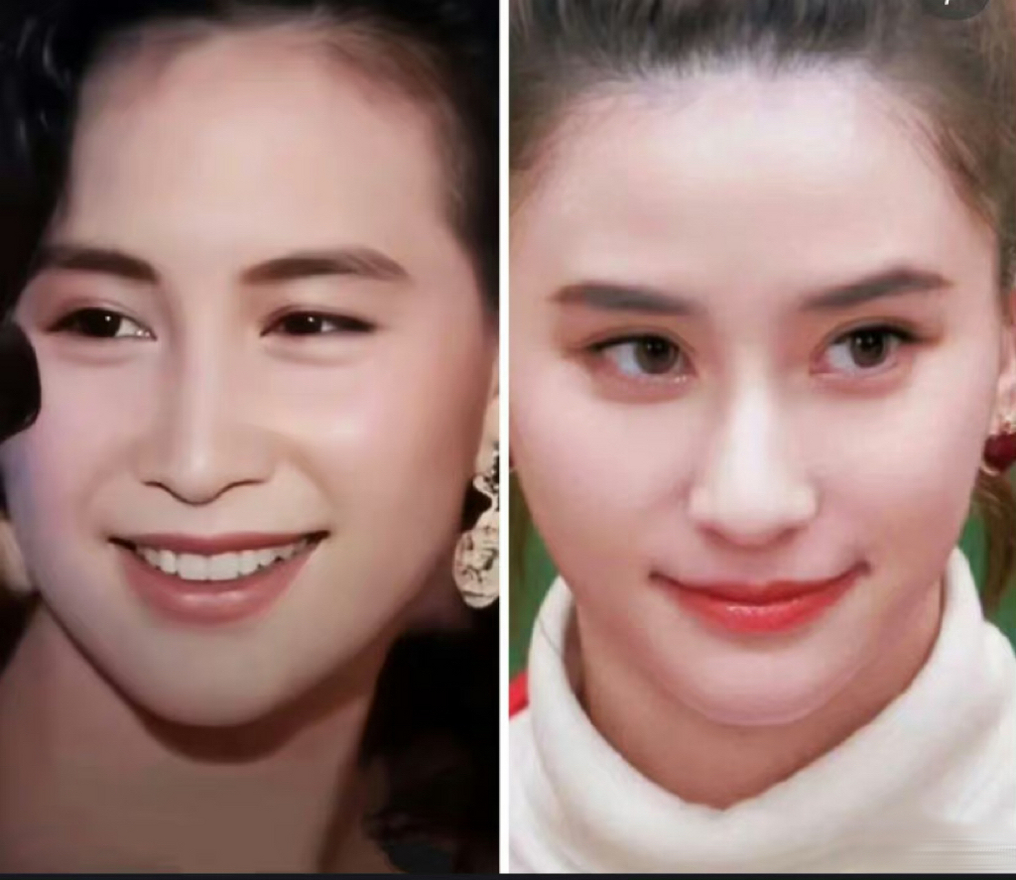 何超琼年轻时和何超莲好像,是最美姐妹花呀[小红花]