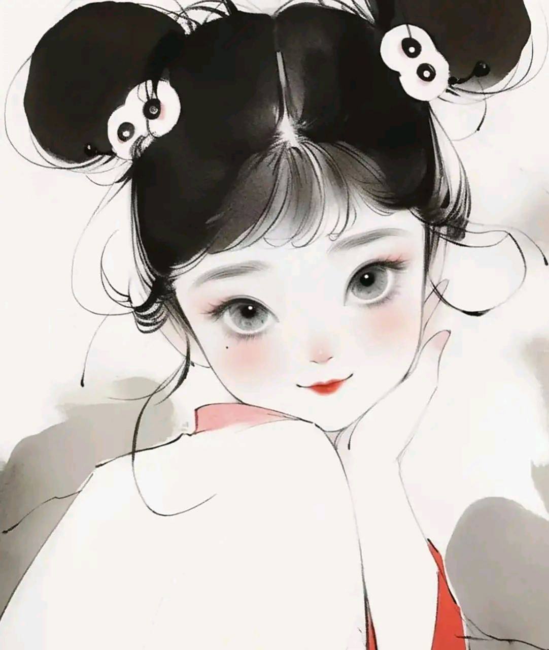 古风水墨少女头像