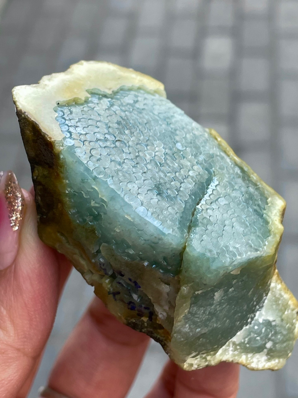 莫西沙,126克,开窗冰种雪花棉,底子干净清爽,种老荧光足