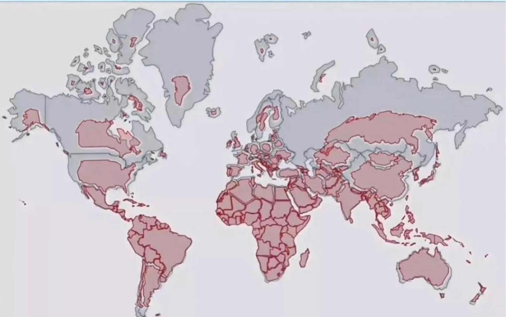 各国面积真实大小  地球是圆的,非要画到地图上,而地图是方的,所以就