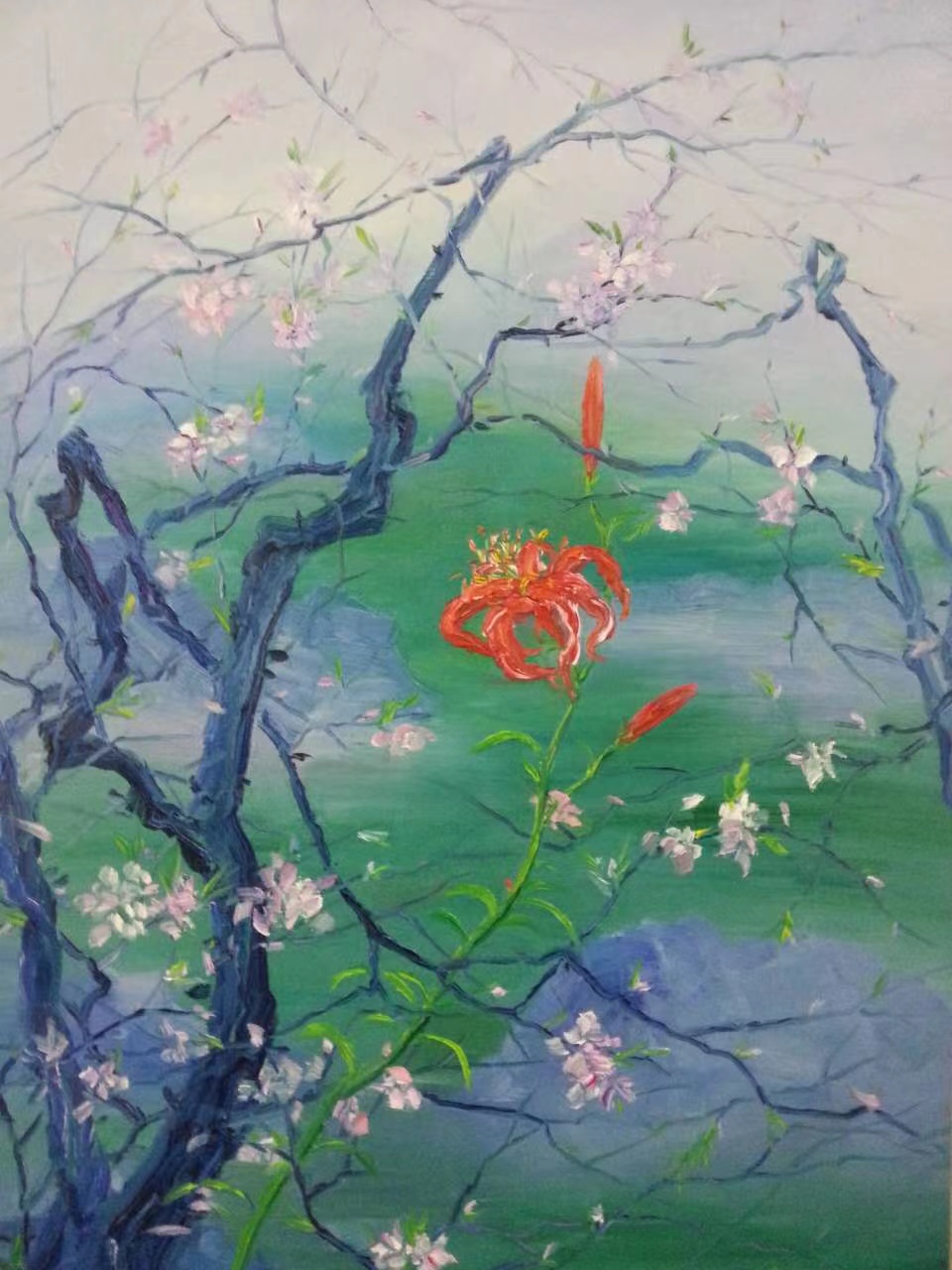 青年油画艺术家邸倩倩油画作品《桃花源》赏析