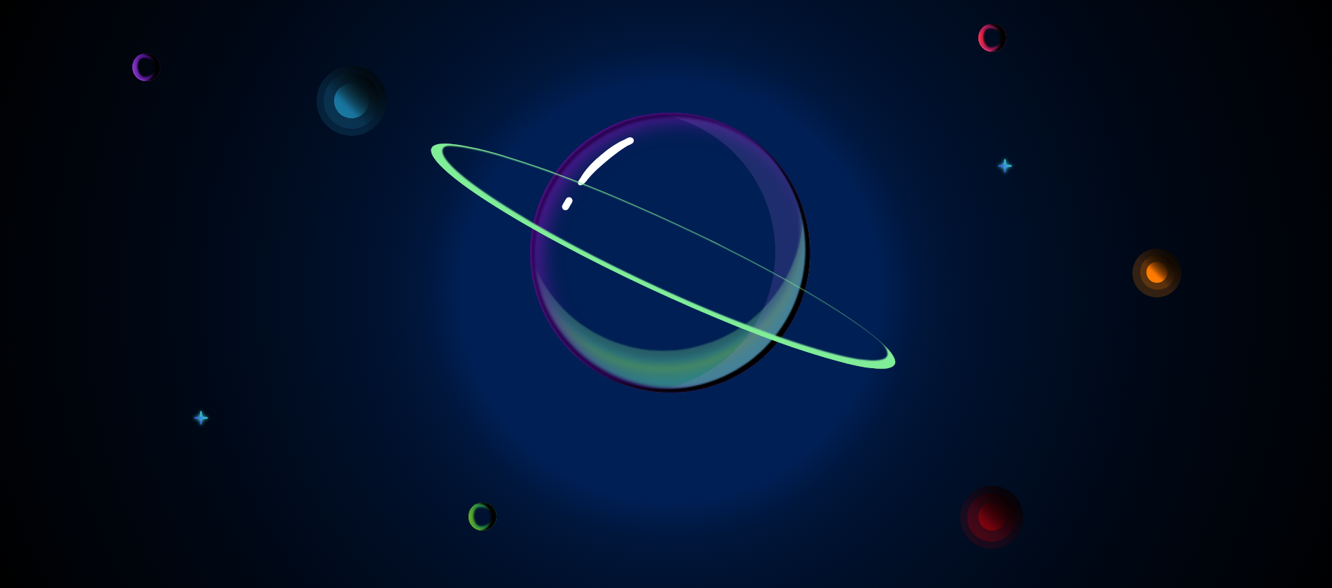 彩色卡通星球行星CSS3图形网页特效素材-萌果小站