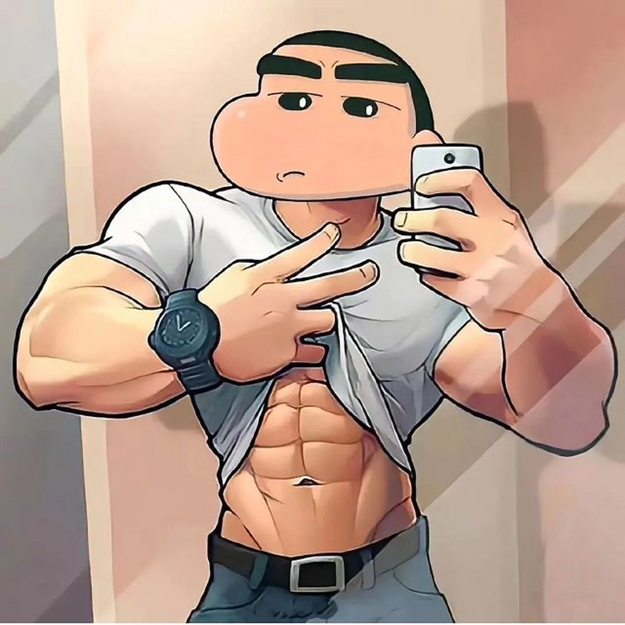 当蜡笔小新健身之后….#热门话题100万流量# #助我上热门