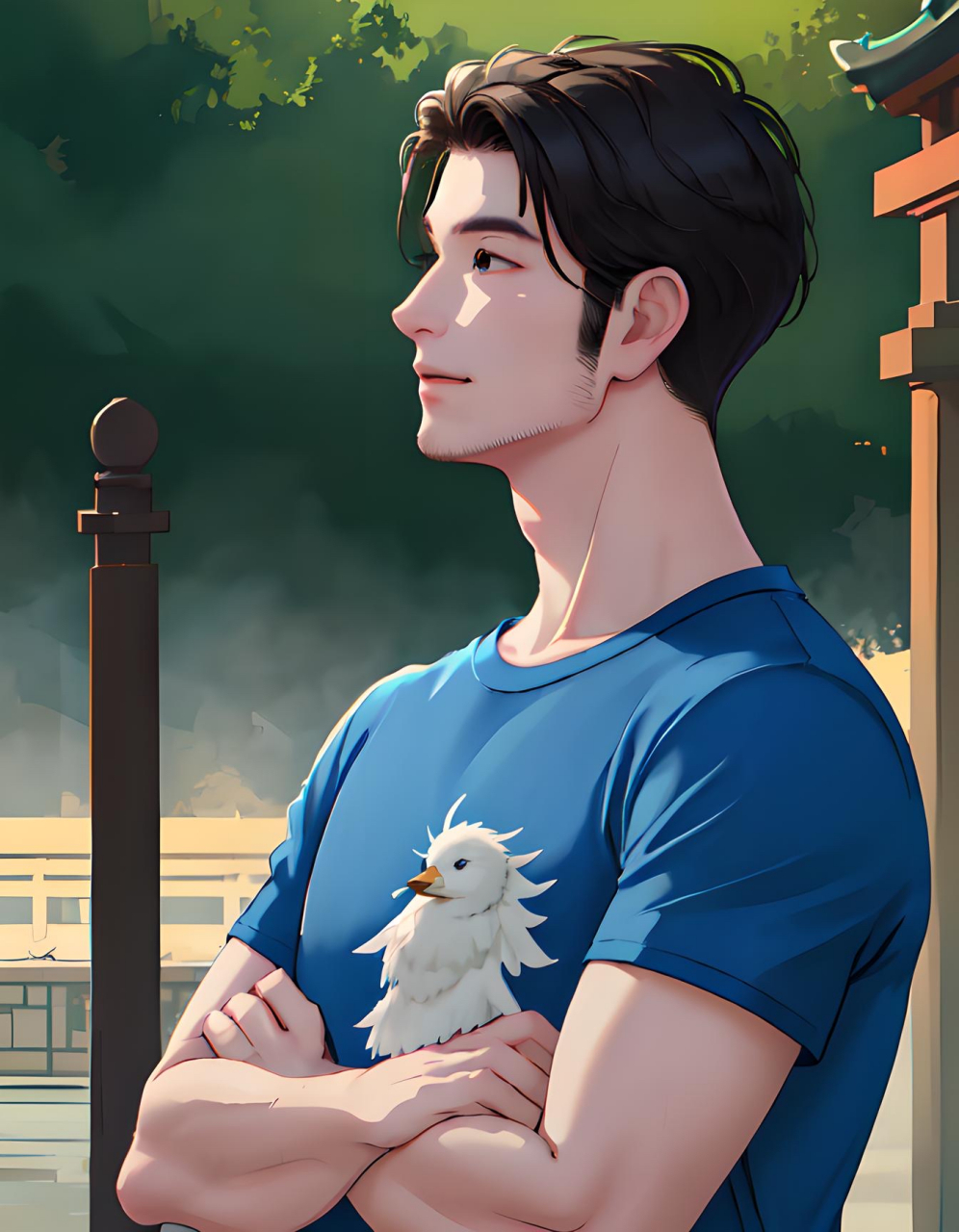 来看看男生的效果#百度ai绘图黑科技#  感觉ai对落腮胡的理解就是金刚