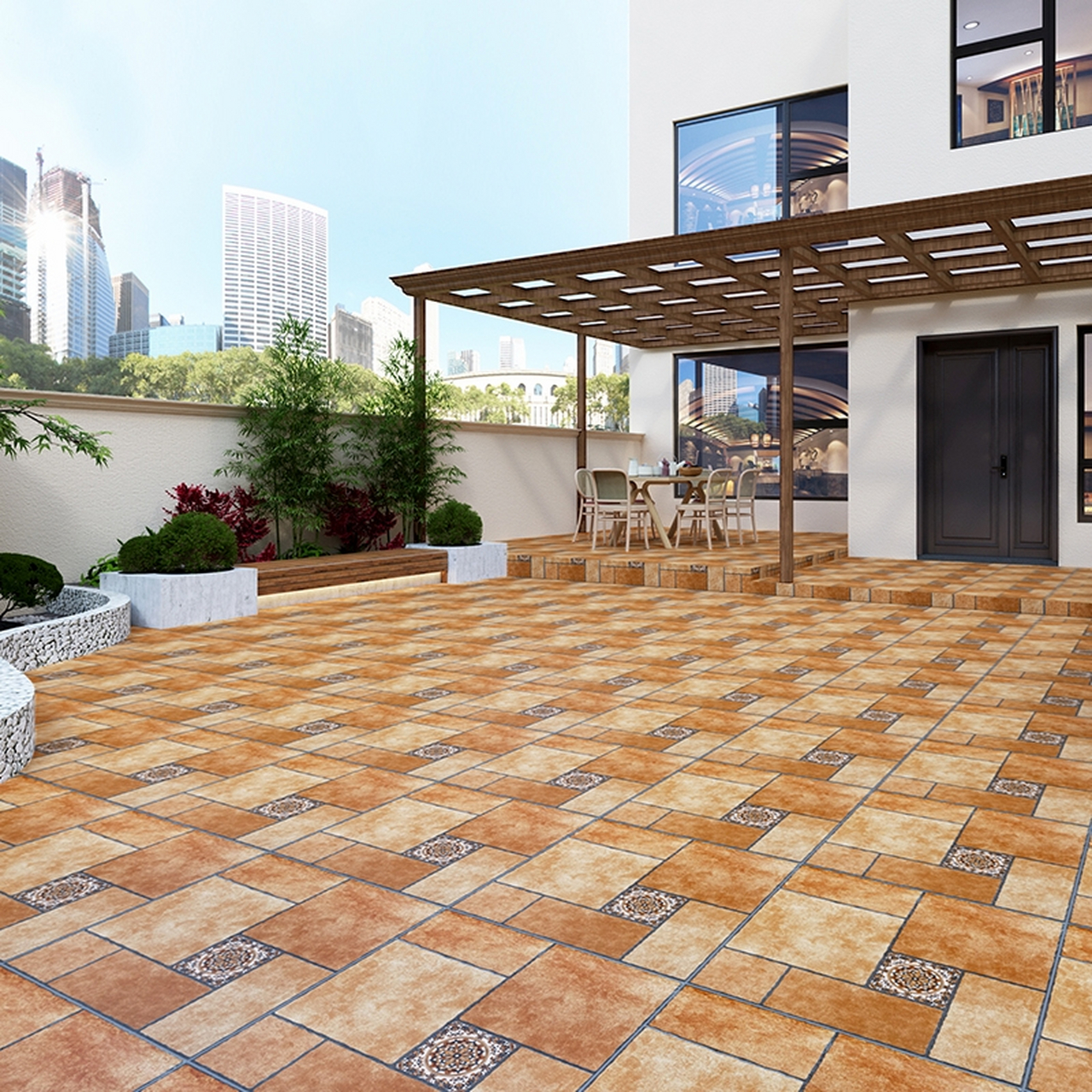 户外仿古砖600x600 别墅庭院花园地砖  室外露台阳台防滑防冻瓷砖