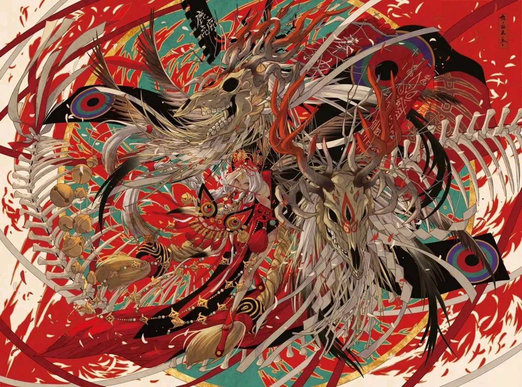 画师七原しえ创造的鬼魅世界,他专注于日本鬼神,日本神话题材进行图片