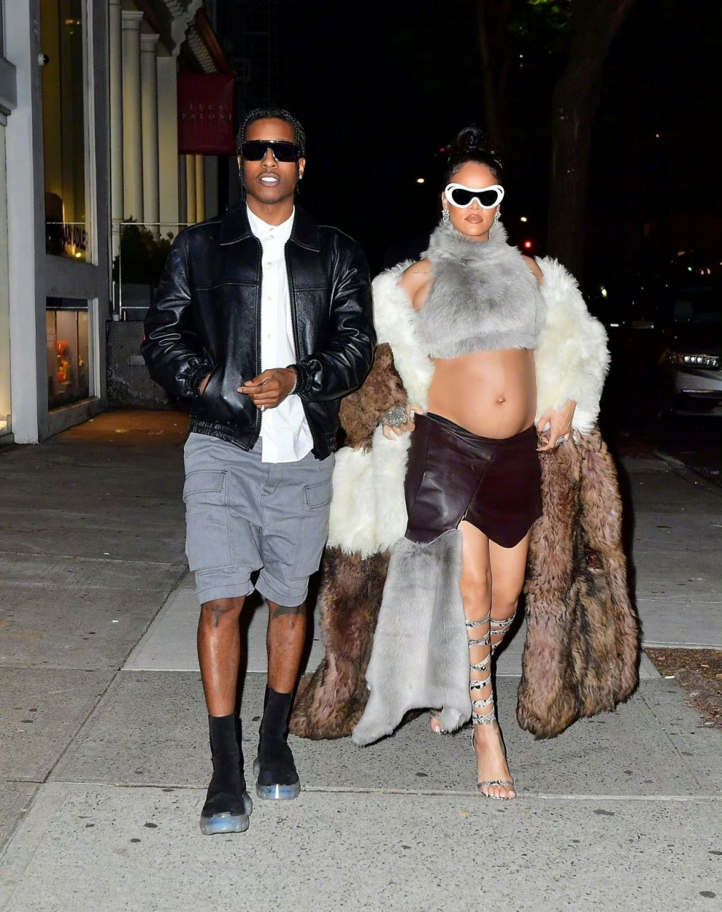 蕾哈娜 rihanna和男友asap rocky纽约街拍
