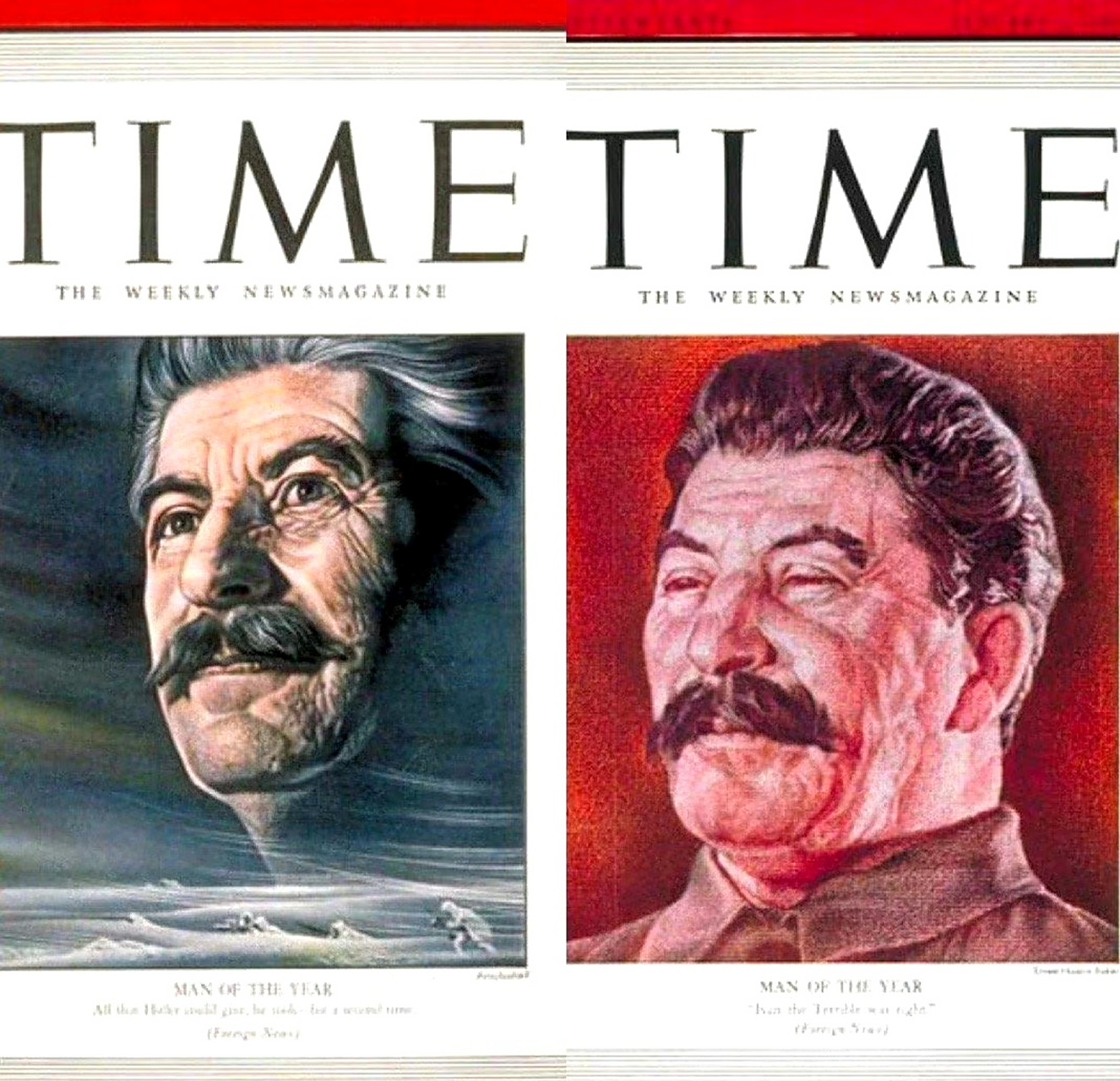 约瑟夫·斯大林曾在1939年和1942年两次登上《时代》杂志封面. ​