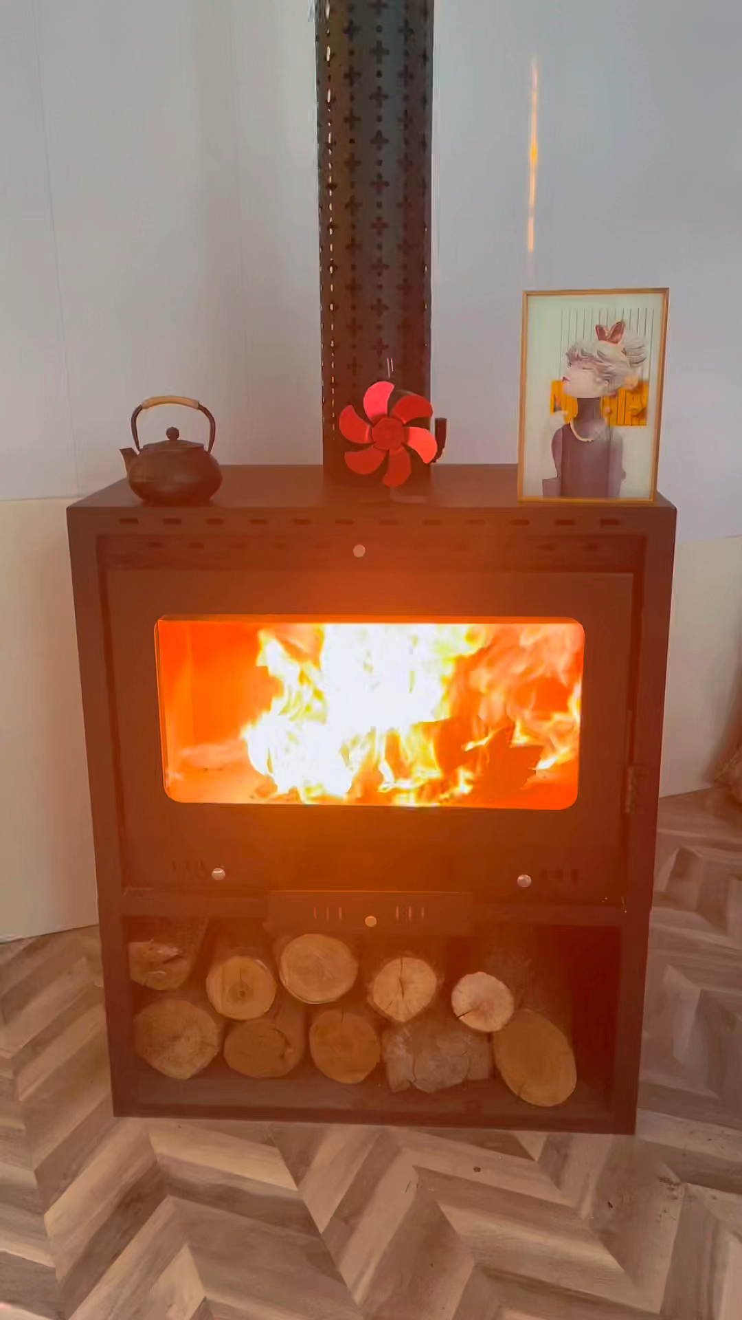 真火燃木壁炉燃烧效果 三次进气二次燃烧-度小视