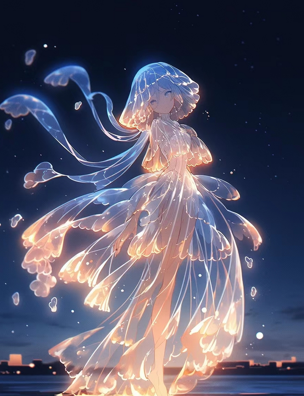 发光的水母姐姐,手机亮度调大,画面更美哦[嘿哈][嘿哈]#二次元