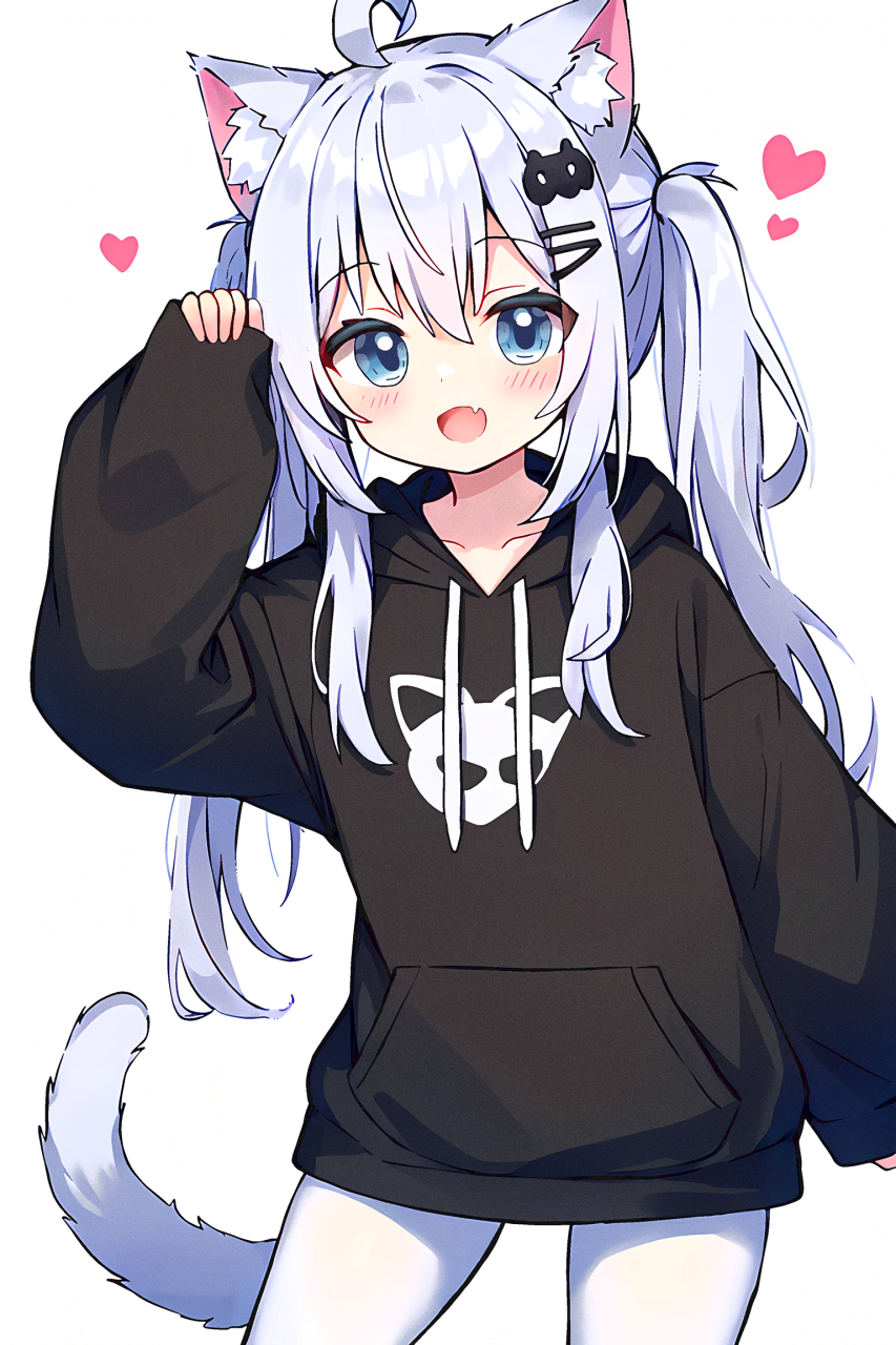 可爱的白毛猫耳萝莉 画师:autoins#二次元美图# #我爱二次元# #二次元