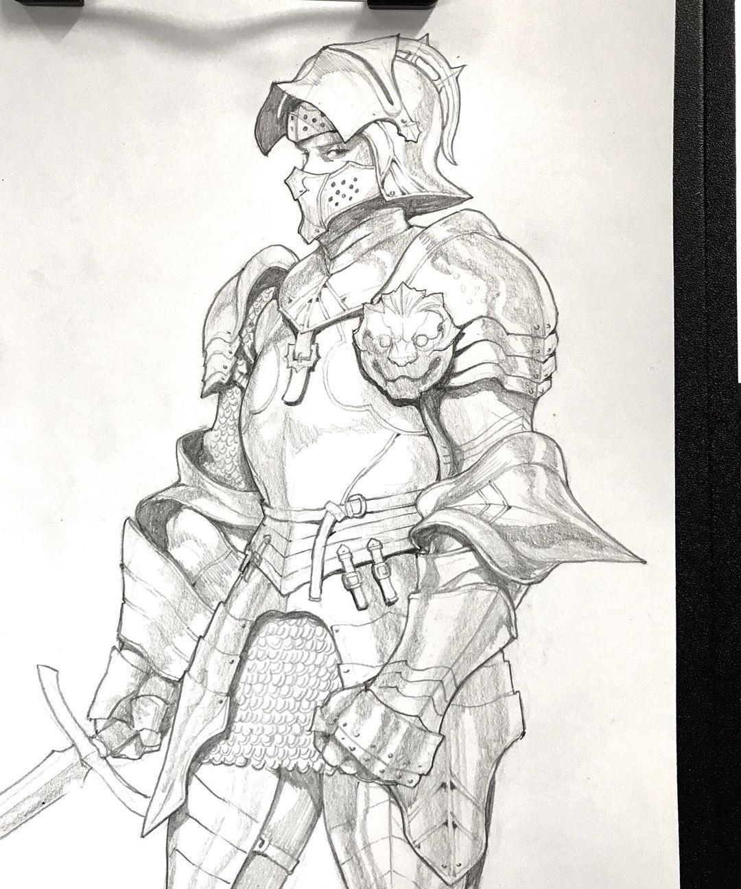 硬核动漫人物手绘 服饰姿态刻画精致细腻 特别是铠甲