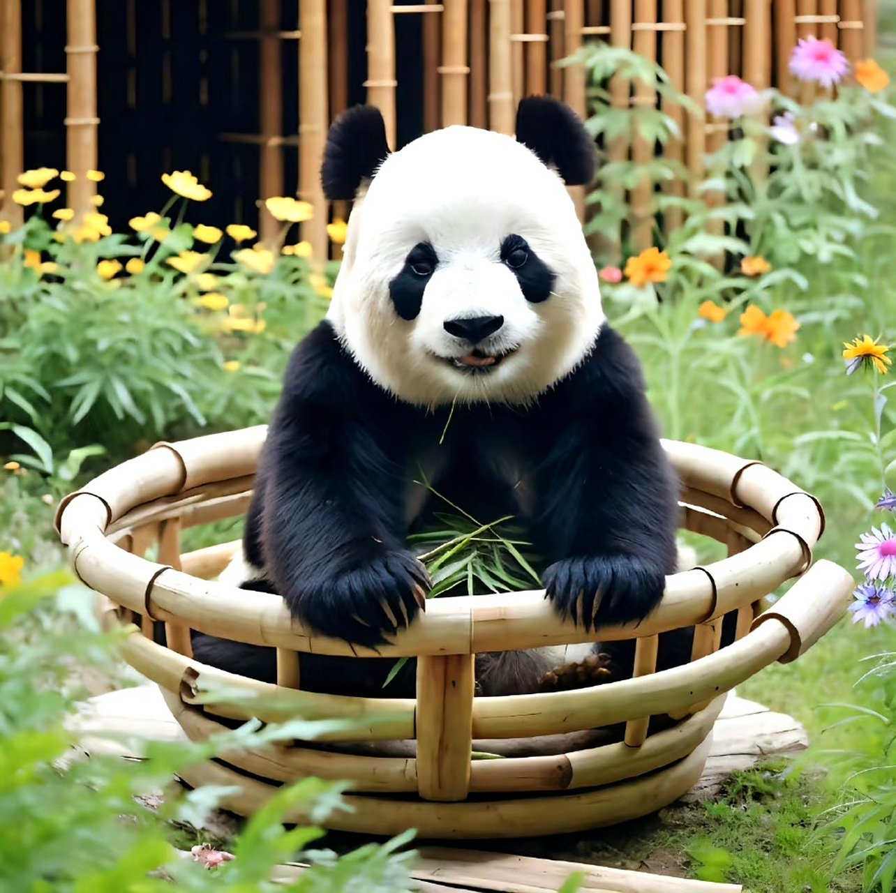 萌妹熊猫飞云甜美的笑容,笑起来多招人喜欢呀,糖分超标了!