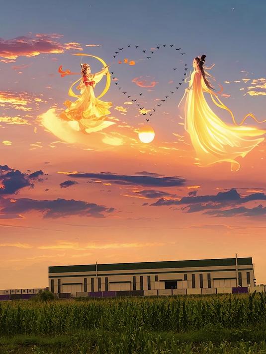 绝美的后羿嫦娥晚霞分享给你