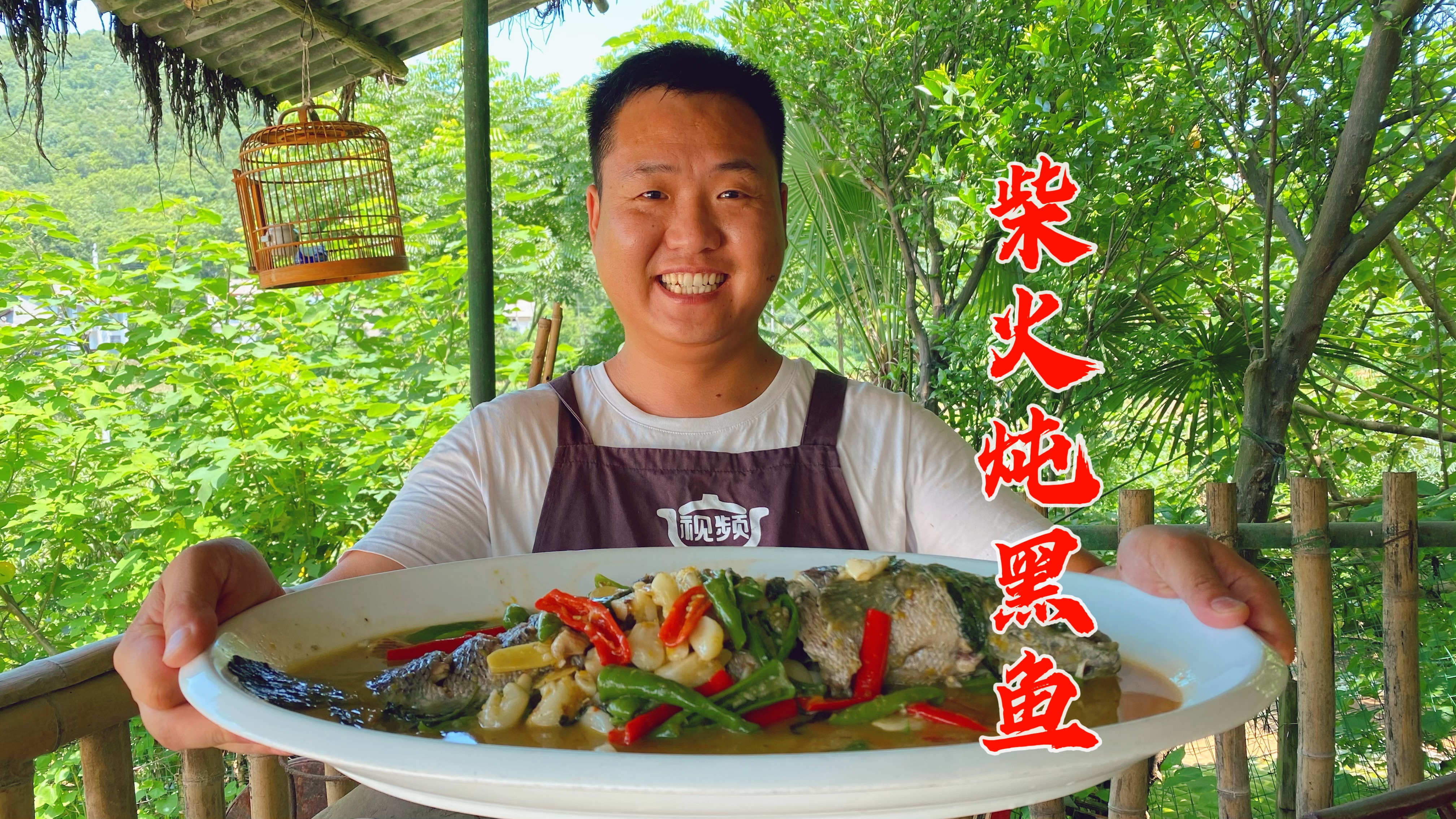 小舅妈送来一条黑鱼,整条下锅炖,香辣入味下饭爽