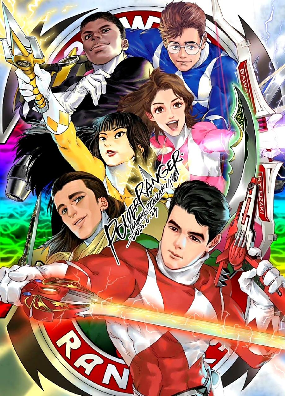 画师八望创作的一组特摄剧美版《恐龙战队》人物插画,抓住了人物的精