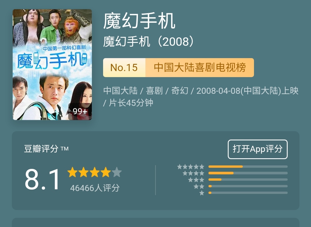 电视剧《魔幻手机》豆瓣现在评分8.
