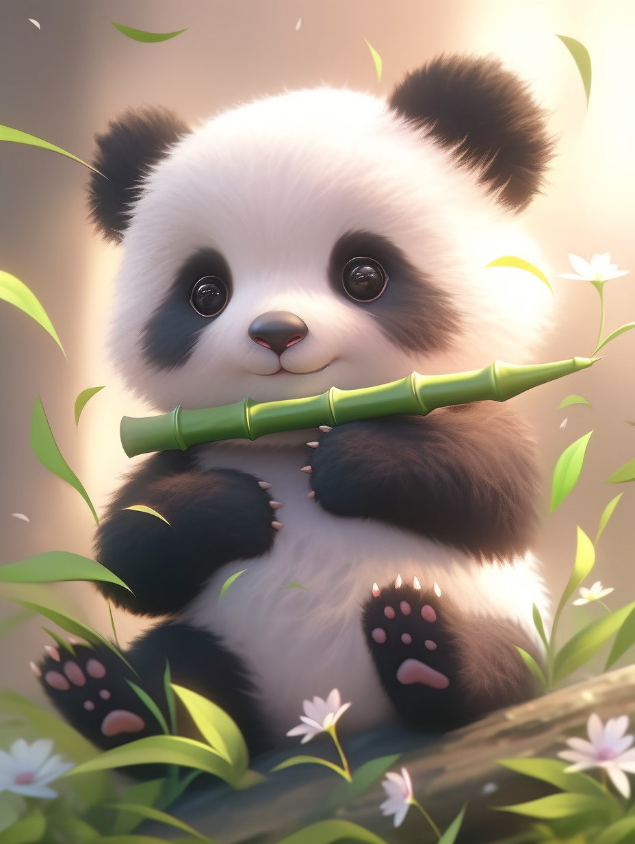 好看熊猫吃竹子图片