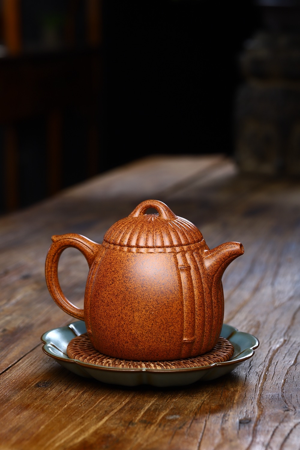 宜兴紫砂壶何其仙全手工筋纹秦权