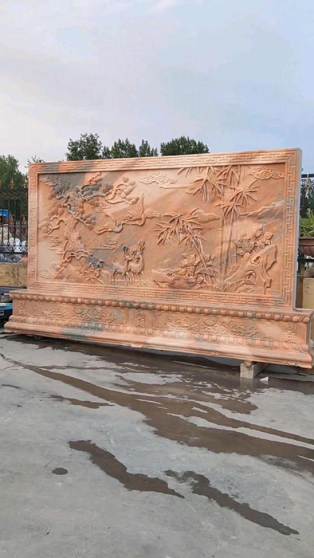 石雕影壁墙,别墅庭院照壁屏风-度小视