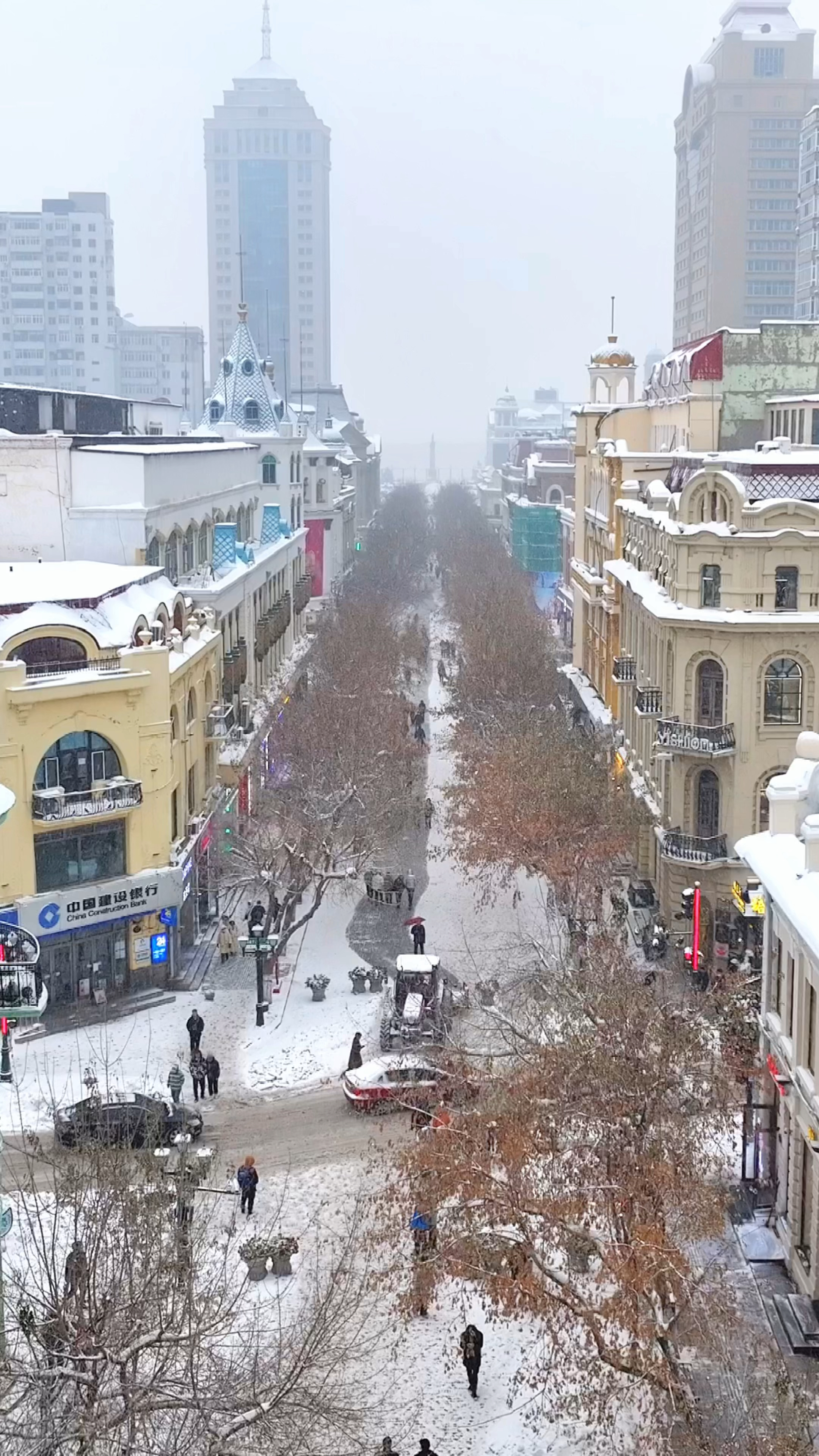 下雪的哈尔滨中央大街