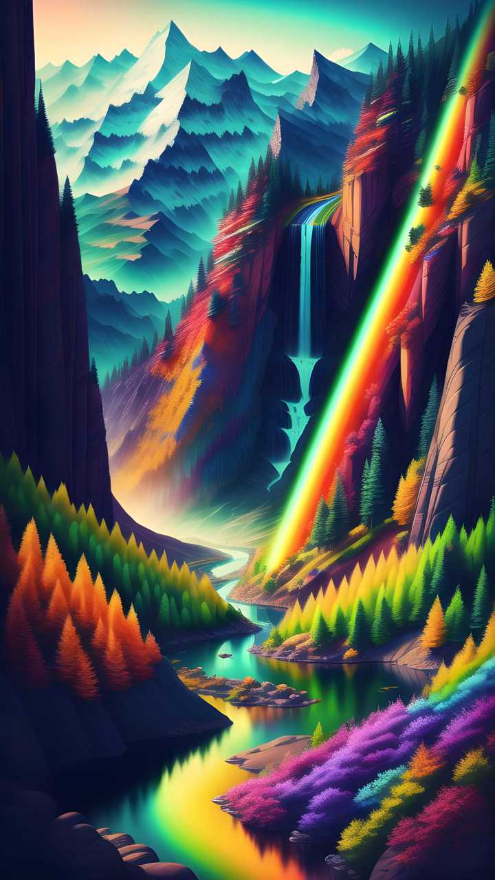 唯美梦幻风景壁纸头像:多彩森林 彩虹山谷 五颜六色的世界 本期主题