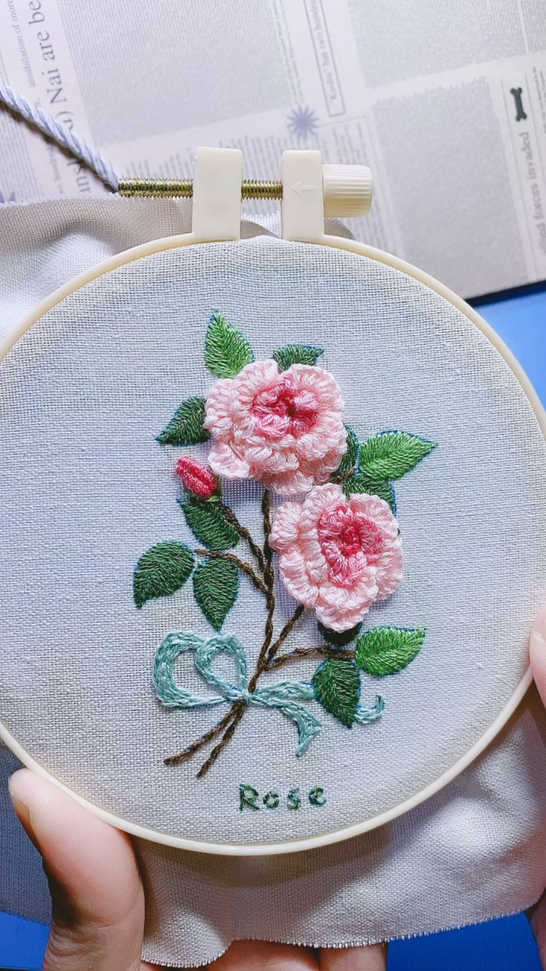 刺绣玫瑰花,立体花朵刺绣