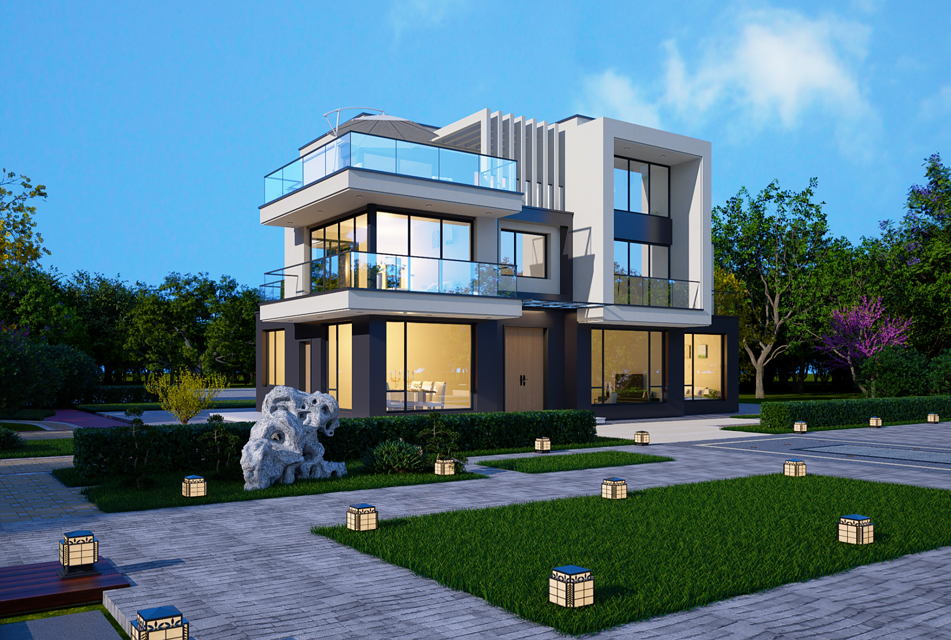 现代风格乡村别墅设计效果自建房设计图纸#农村自建房# #农村别墅设计