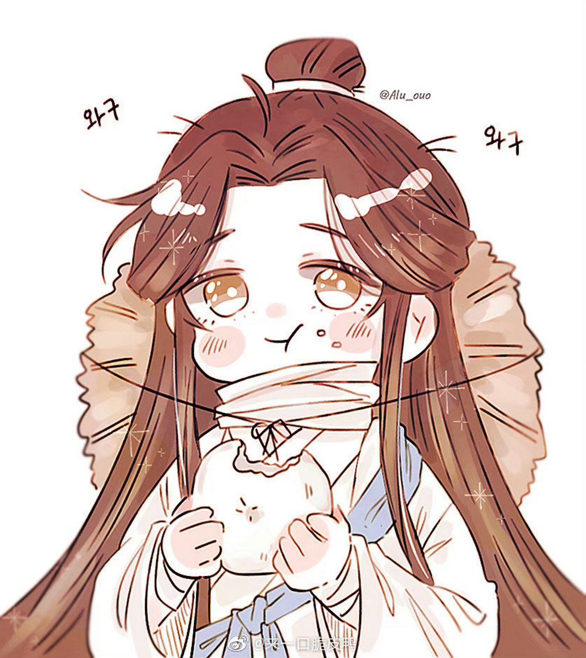 天官赐福##谢怜# 啃着包子的怜怜好可爱,萌化了!