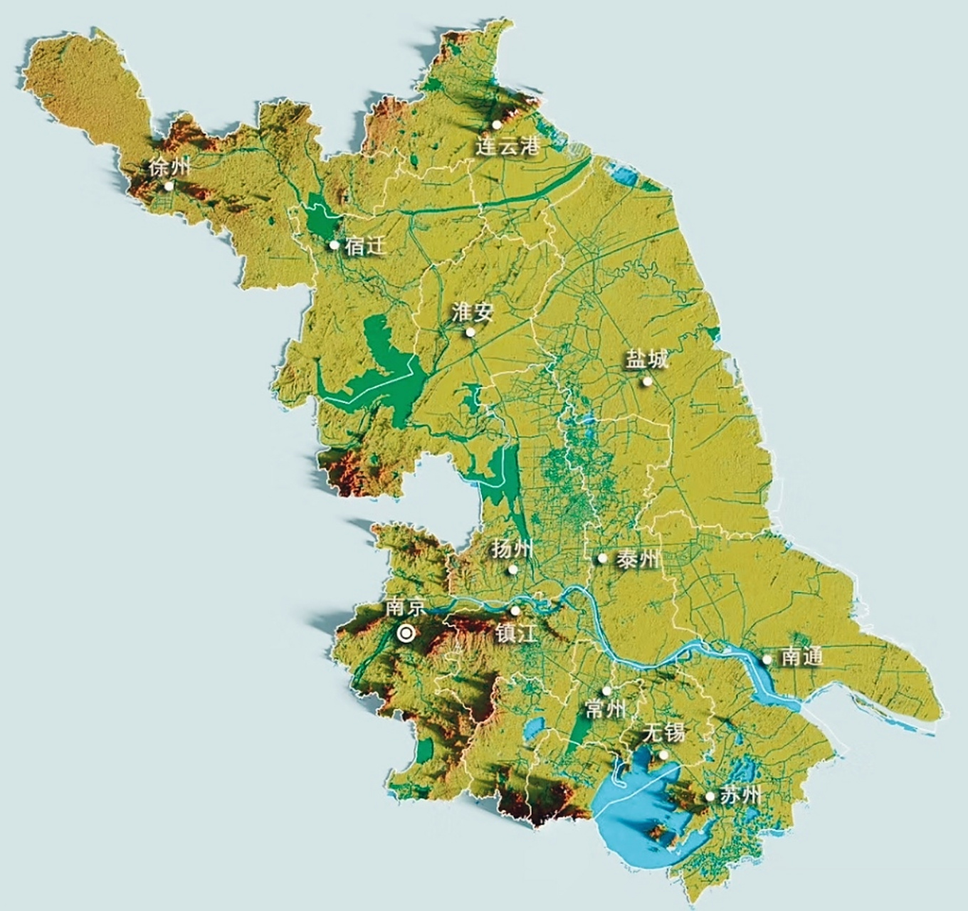 江苏省的地形堪称完美,这个地区87%都是平原,没什么高山,最高的地方