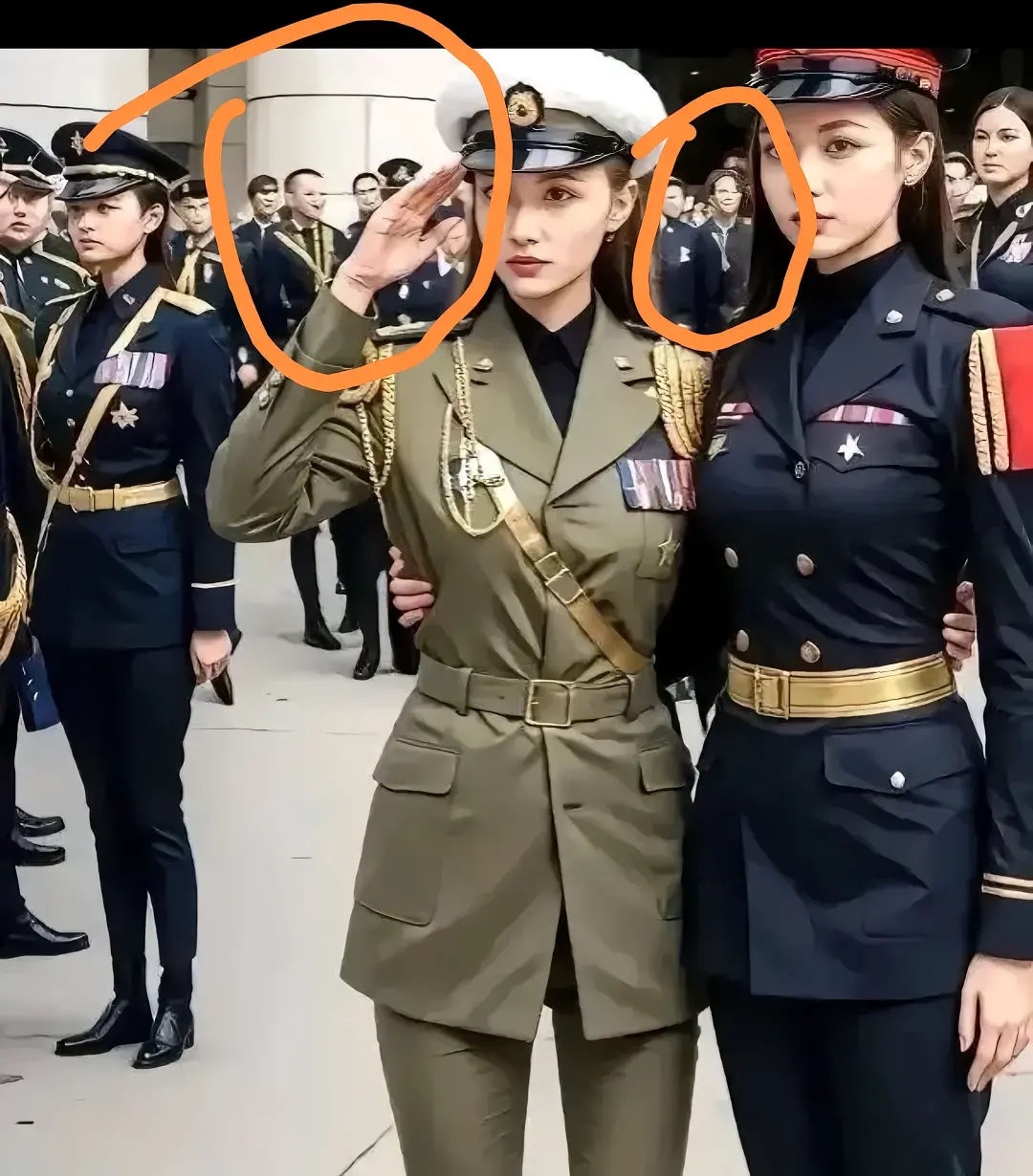 这是哪个国家的女兵? 后面人的脸你放大看看怎么都五官挪位了?