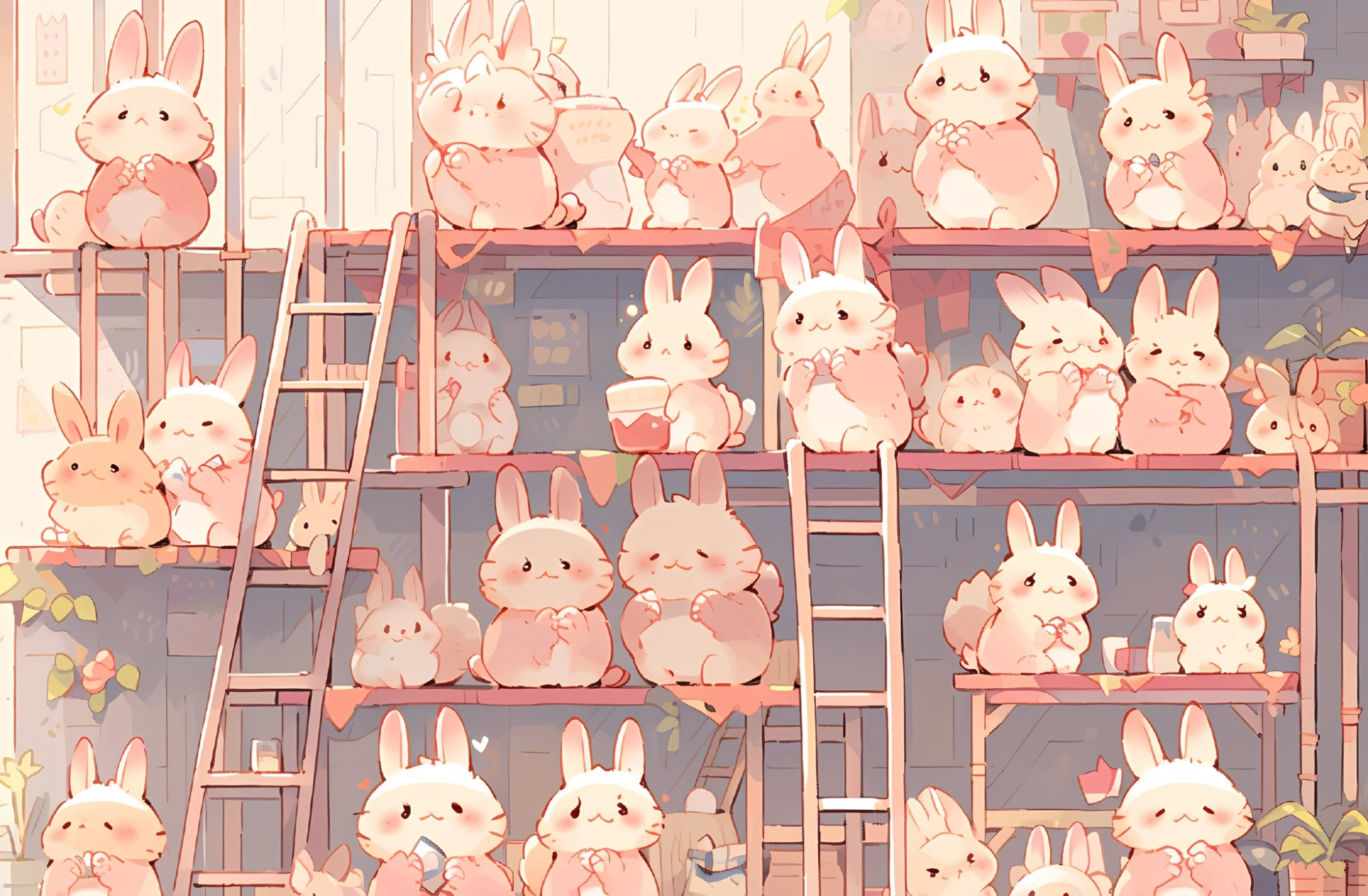 电脑壁纸|排排坐|兔子